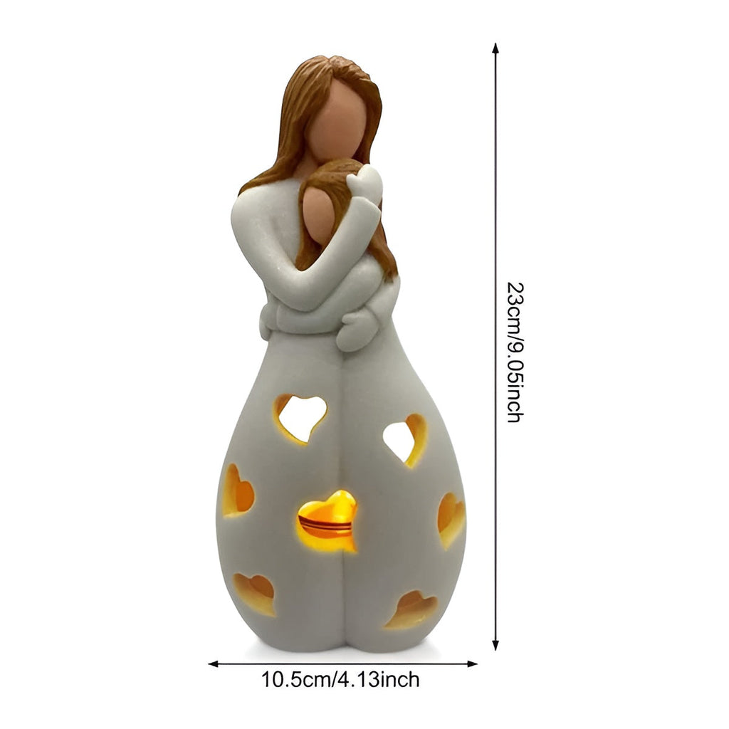 Junips | Embracing Mother Daughter Figure Flickering Candle Holder - LoveGlow