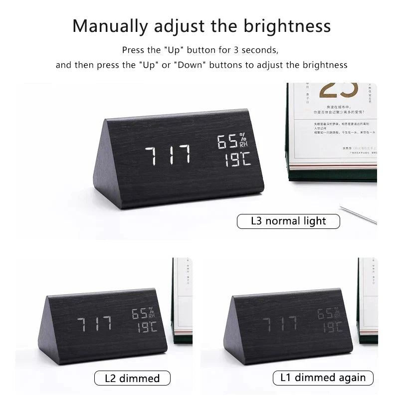 Junips | Charms | Digital Wooden Alarm Clock | Including Temperature Display