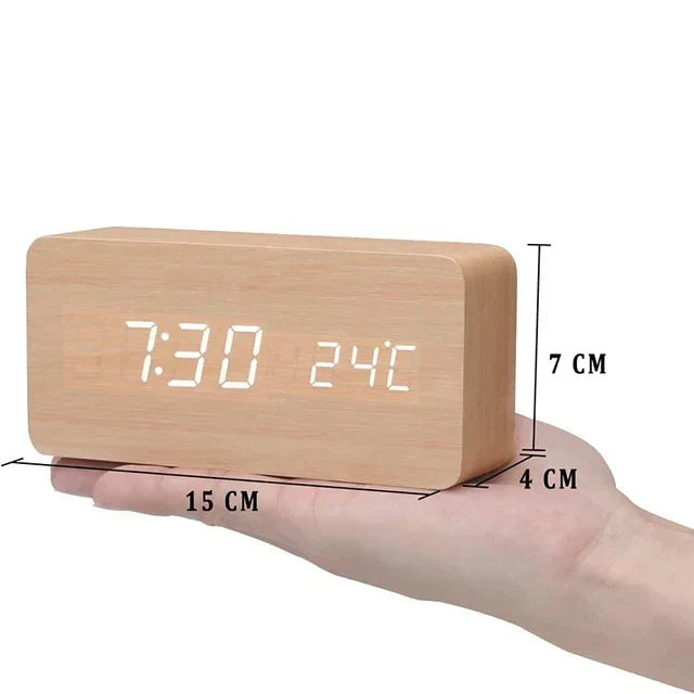 Junips | Charms | Digital Wooden Alarm Clock | Including Temperature Display