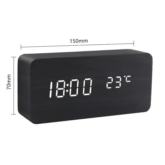 Junips | Charms | Digital Wooden Alarm Clock | Including Temperature Display