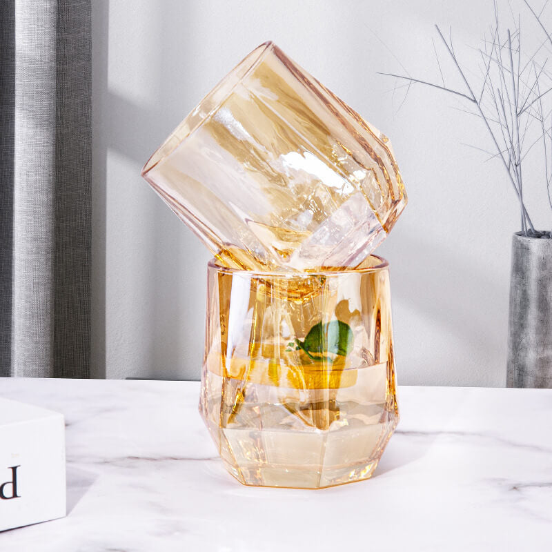 Junips | Amber hexagonal Glass Cups