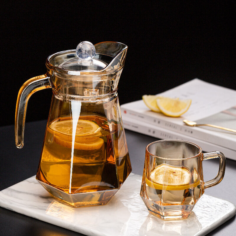 Junips | Amber hexagonal Glass Cups