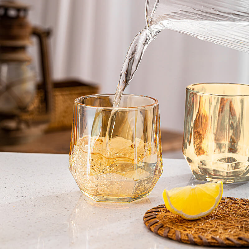 Junips | Amber hexagonal Glass Cups