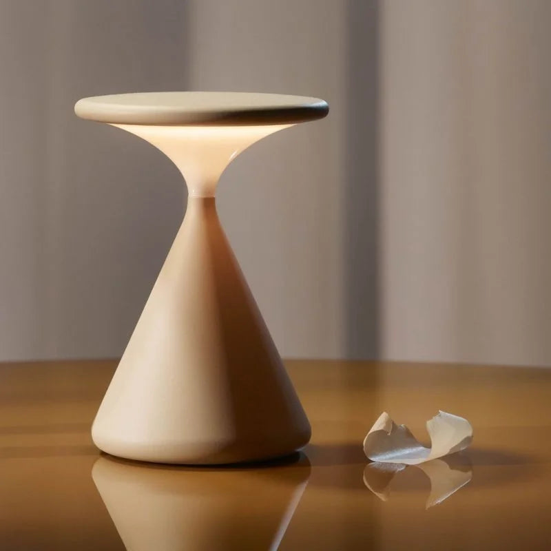 Junips | Aeron Hourglass Cordless LED Table Lamp – Rechargeable, Dimmable, Modern Design