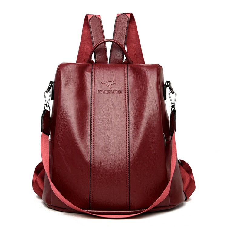 Junips | Theft-Proof Leather Backpack for Women in Vintage Style