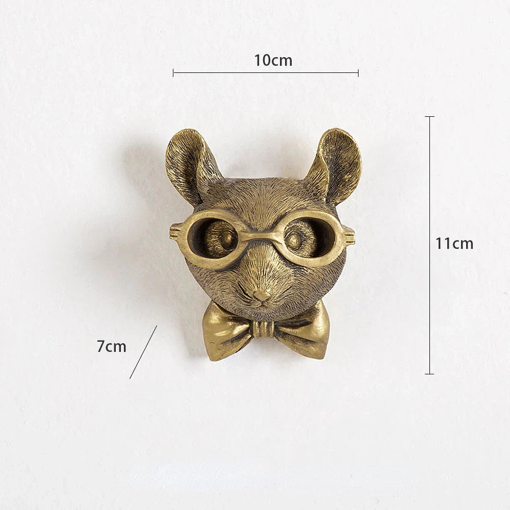 Junips | Antique Bronze Resin Animal Pendant Golden Deer Head Wall Storage Hook Background Wall Accessories Decorative Figures