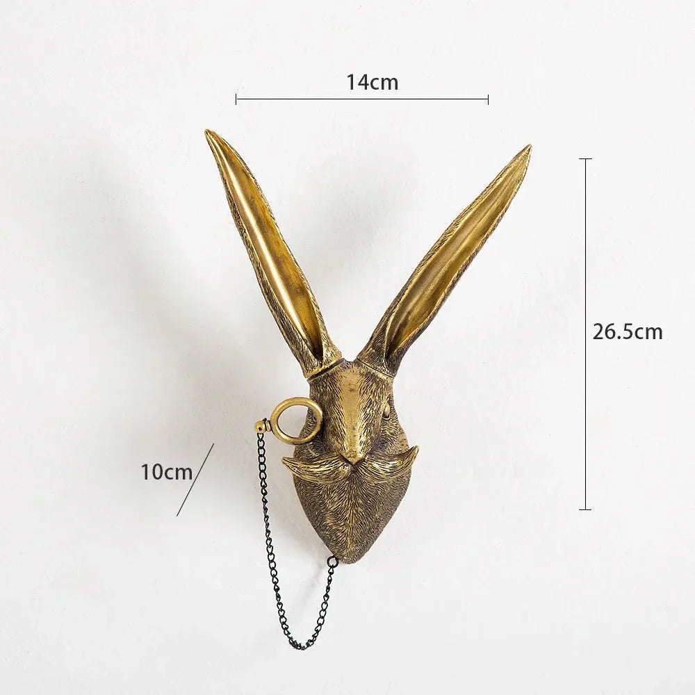 Junips | Antique Bronze Resin Animal Pendant Golden Deer Head Wall Storage Hook Background Wall Accessories Decorative Figures