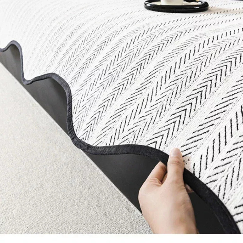 Junips | Aurivelle Herringbone Sofa Cover with Scalloped Edge Trim