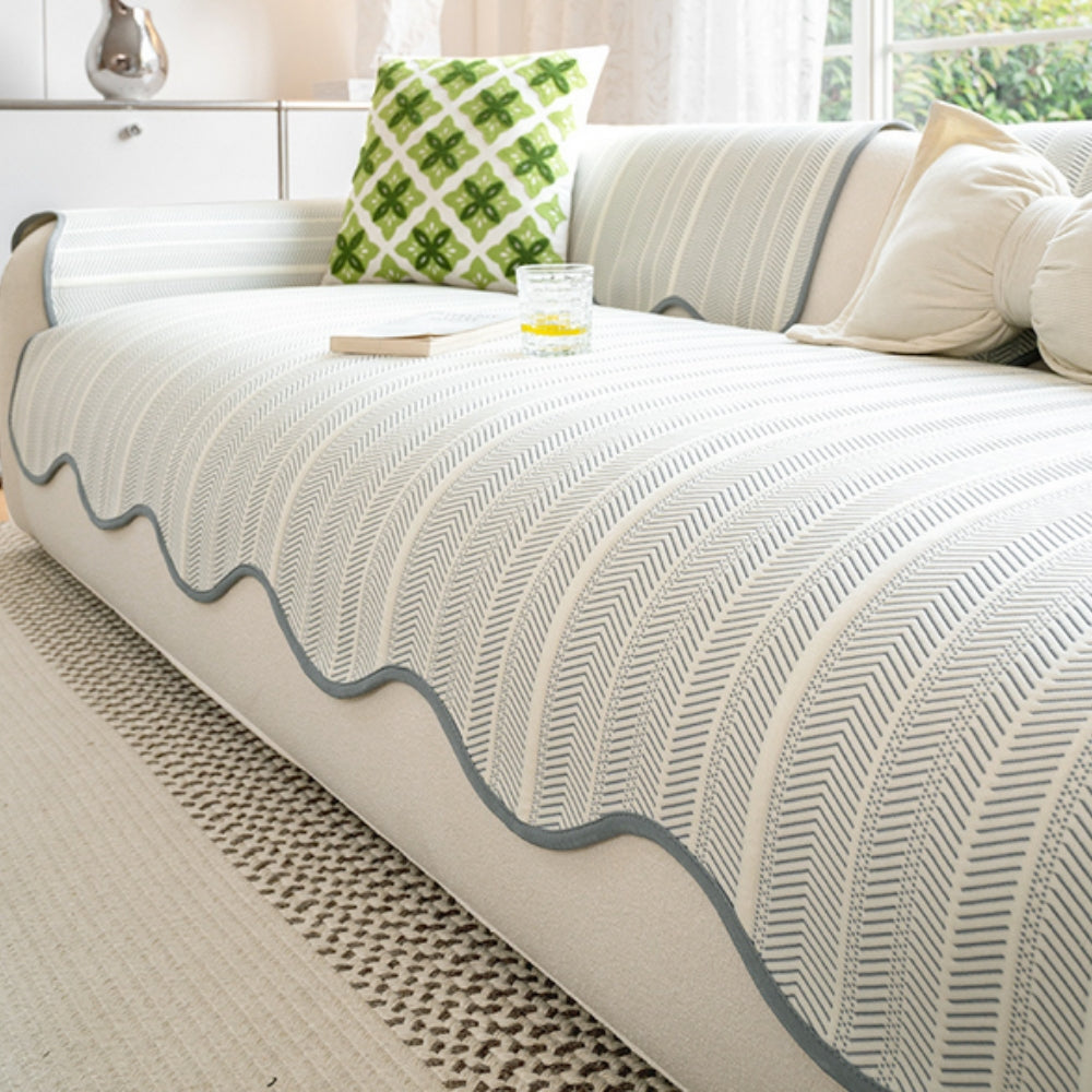 Junips | Aurivelle Herringbone Scallop Edge Sofa Cover