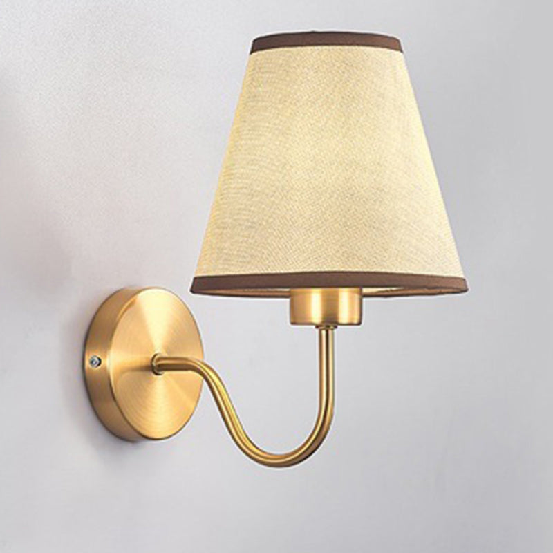 Junips | Contemporary Nordic Round Curved Rod Iron Fabric Shade 1-Light Wall Light Lamp for Living Room