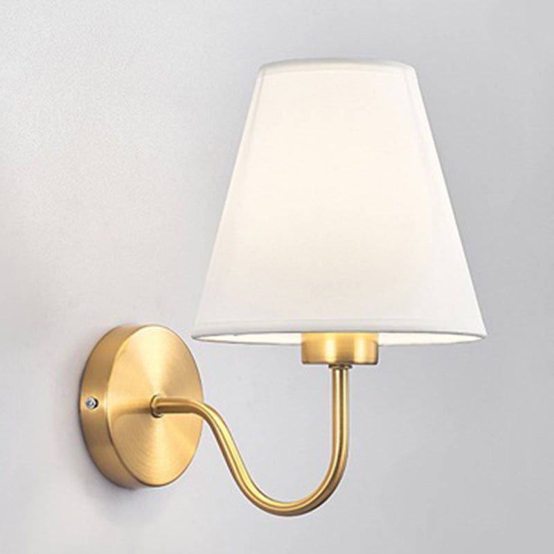 Junips | Contemporary Nordic Round Curved Rod Iron Fabric Shade 1-Light Wall Light Lamp for Living Room