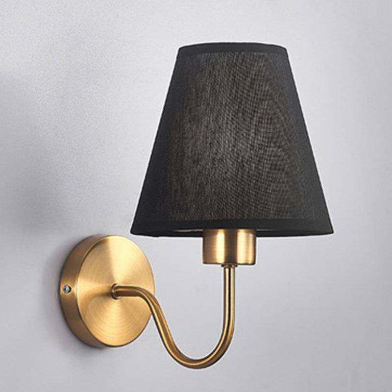 Junips | Contemporary Nordic Round Curved Rod Iron Fabric Shade 1-Light Wall Light Lamp for Living Room