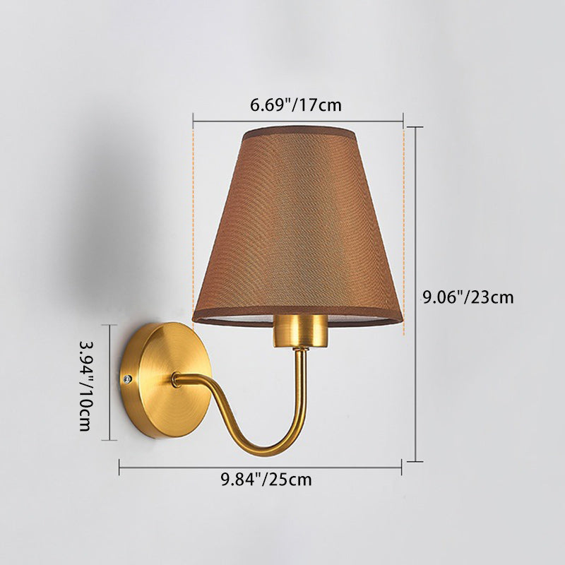 Junips | Contemporary Nordic Round Curved Rod Iron Fabric Shade 1-Light Wall Light Lamp for Living Room
