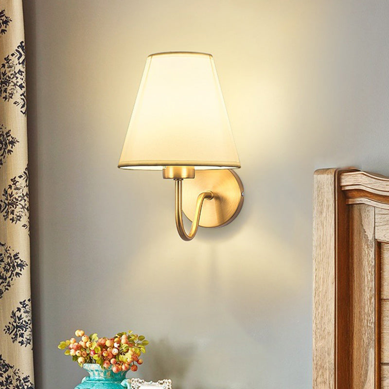 Junips | Contemporary Nordic Round Curved Rod Iron Fabric Shade 1-Light Wall Light Lamp for Living Room
