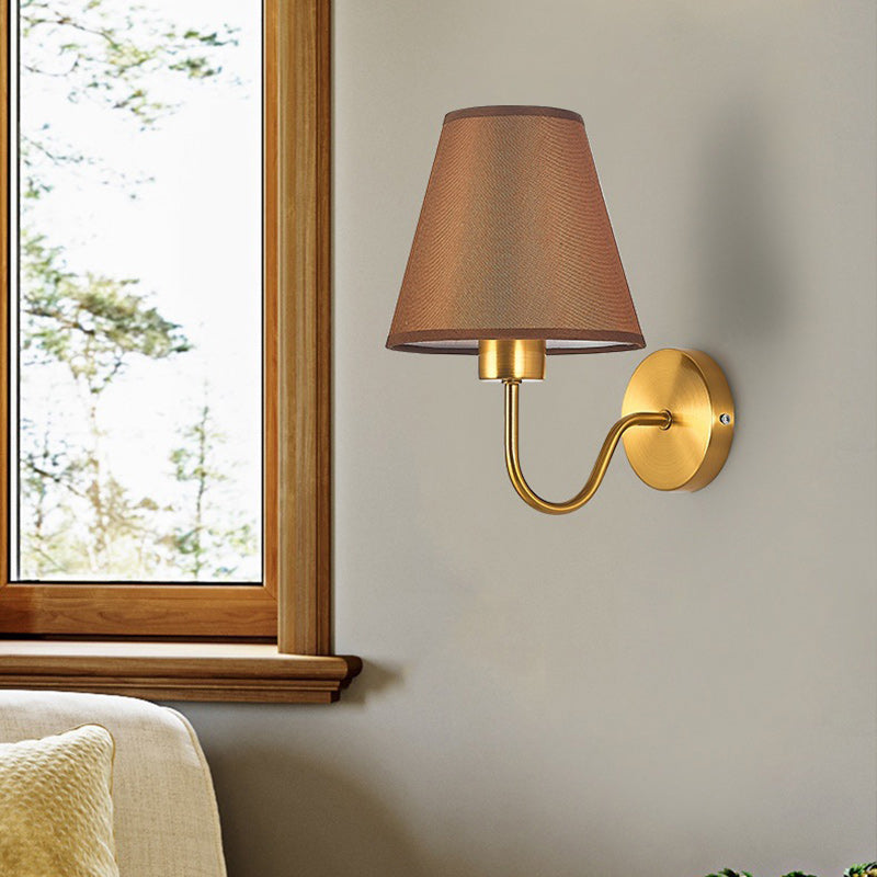Junips | Contemporary Nordic Round Curved Rod Iron Fabric Shade 1-Light Wall Light Lamp for Living Room