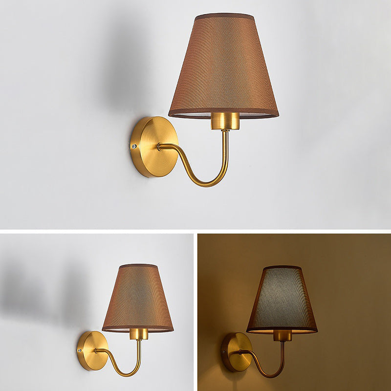 Junips | Contemporary Nordic Round Curved Rod Iron Fabric Shade 1-Light Wall Light Lamp for Living Room