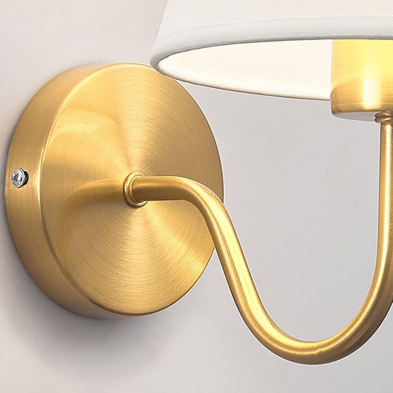Junips | Contemporary Nordic Round Curved Rod Iron Fabric Shade 1-Light Wall Light Lamp for Living Room