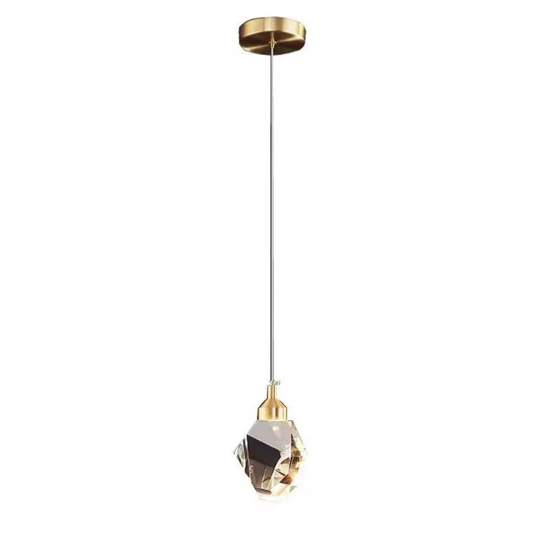 Junips | Luxury Diamond Cube Crystal Iron LED Pendant Light For Bedroom