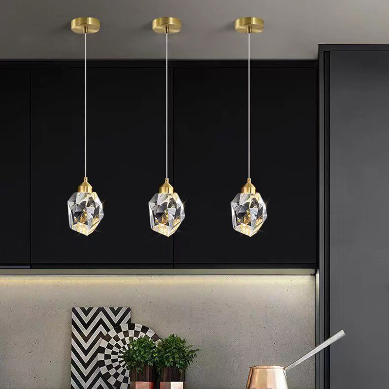 Junips | Luxury Diamond Cube Crystal Iron LED Pendant Light For Bedroom