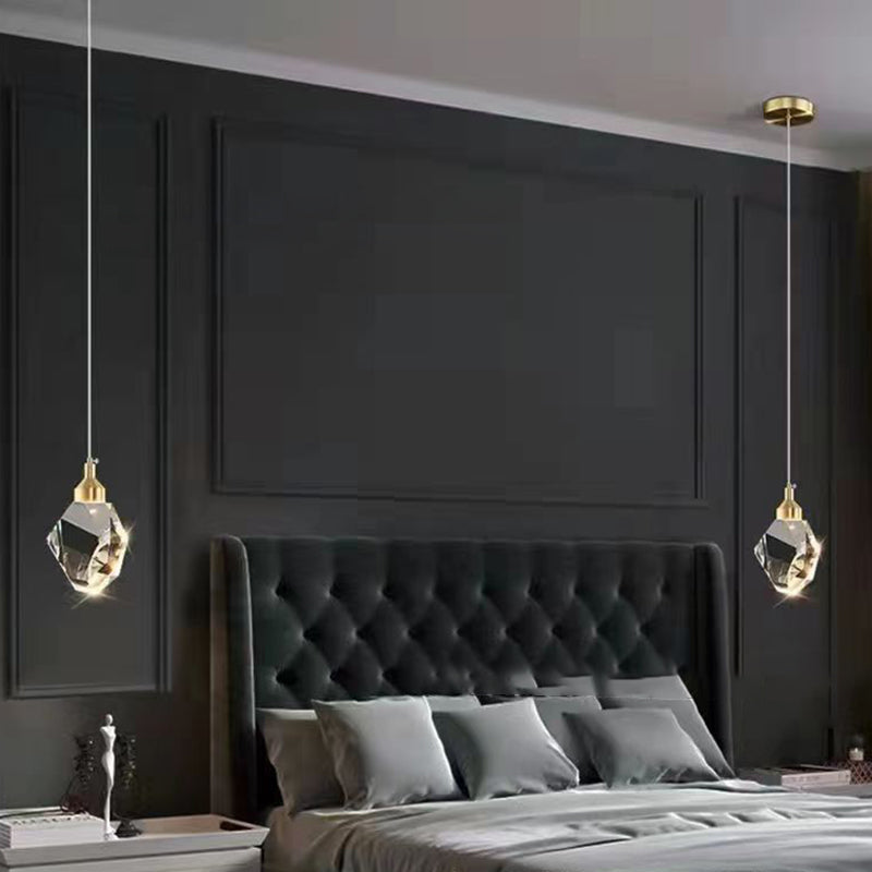 Junips | Luxury Diamond Cube Crystal Iron LED Pendant Light For Bedroom