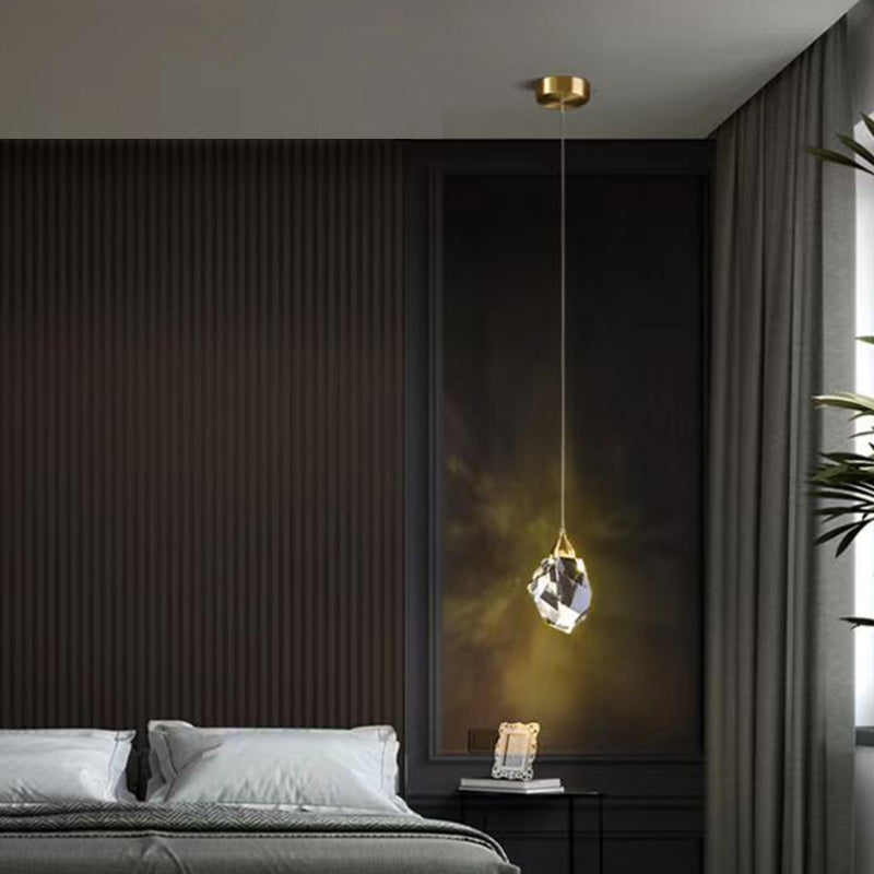 Junips | Luxury Diamond Cube Crystal Iron LED Pendant Light For Bedroom