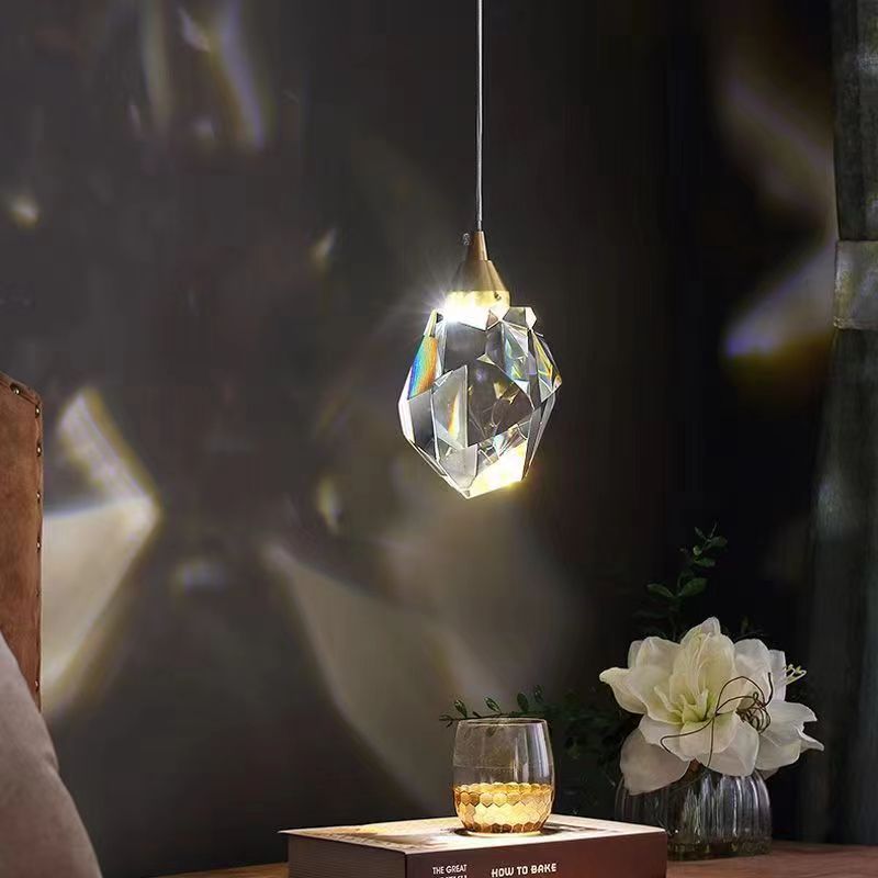 Junips | Luxury Diamond Cube Crystal Iron LED Pendant Light For Bedroom