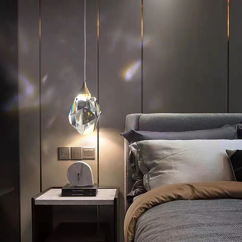 Junips | Luxury Diamond Cube Crystal Iron LED Pendant Light For Bedroom
