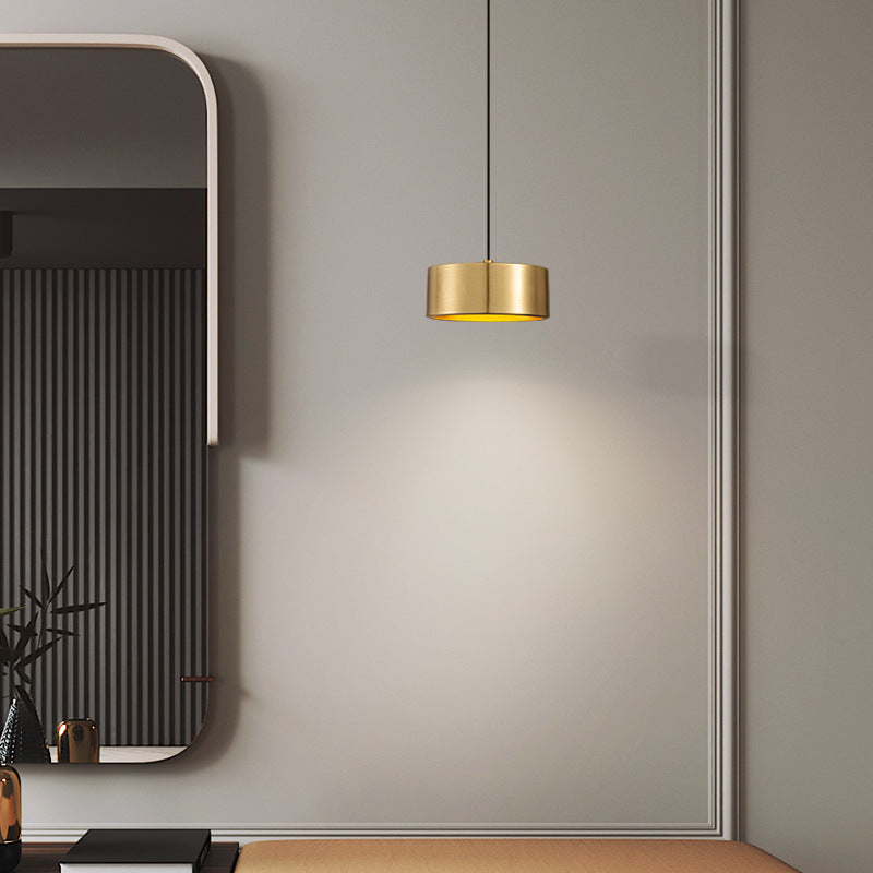 Junips | Minimalistic Round Cylinder Iron LED Pendant Light for Bedroom