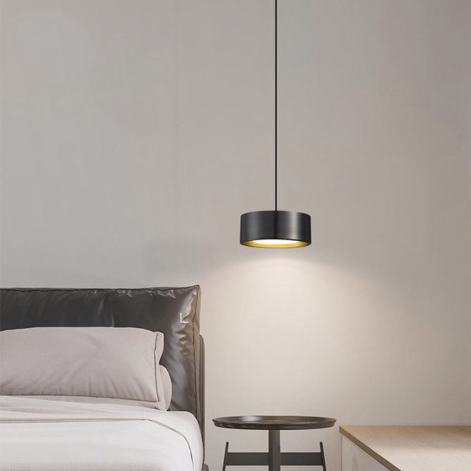 Junips | Minimalistic Round Cylinder Iron LED Pendant Light for Bedroom