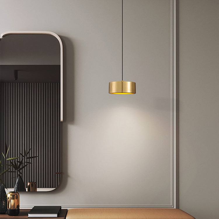 Junips | Minimalistic Round Cylinder Iron LED Pendant Light for Bedroom