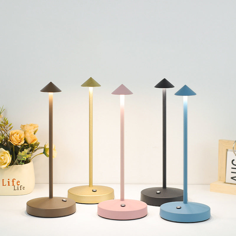 Junips | Modern Simplicity Triangle Cone Round Acrylic Cylinder Iron LED Table Lamp for the Living Room