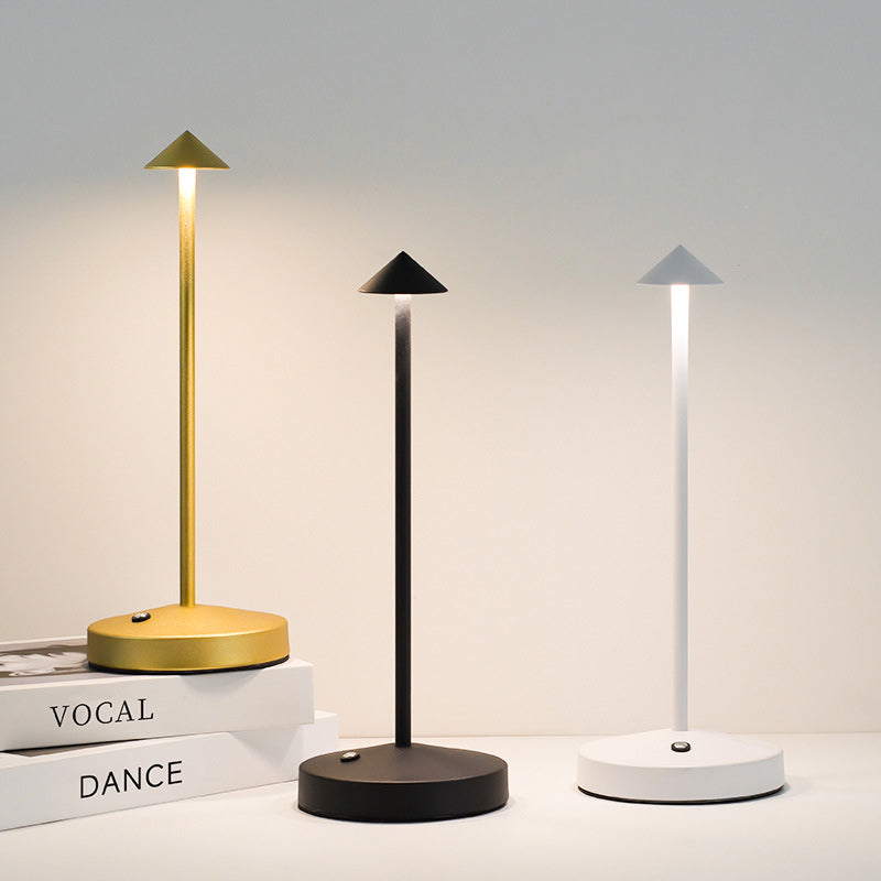 Junips | Modern Simplicity Triangle Cone Round Acrylic Cylinder Iron LED Table Lamp for the Living Room