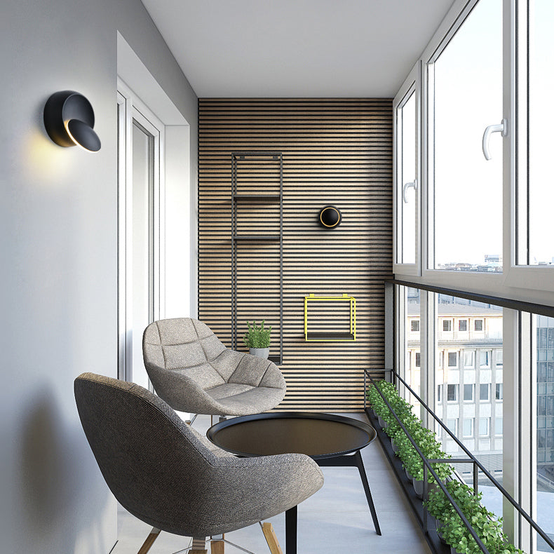 Junips | Contemporary Nordic Iron Round Eclipse Rotatable LED Wall Light for Nightstand