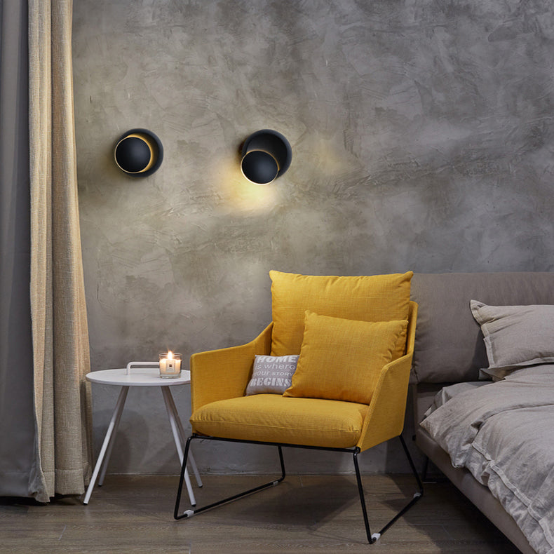 Junips | Contemporary Nordic Iron Round Eclipse Rotatable LED Wall Light for Nightstand