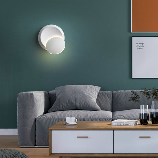 Junips | Contemporary Nordic Iron Round Eclipse Rotatable LED Wall Light for Nightstand