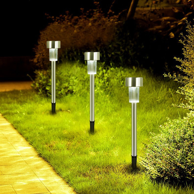 Junips | Modern simplicity solar waterproof stainless steel cylinder LED landscape lighting outdoor light for the garden
