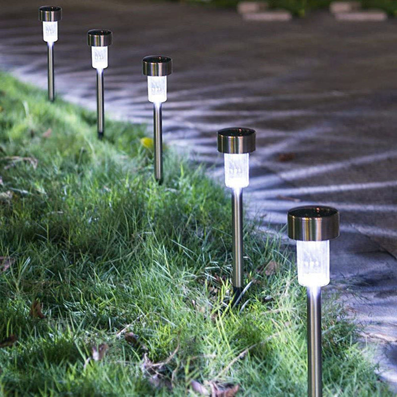 Junips | Modern simplicity solar waterproof stainless steel cylinder LED landscape lighting outdoor light for the garden