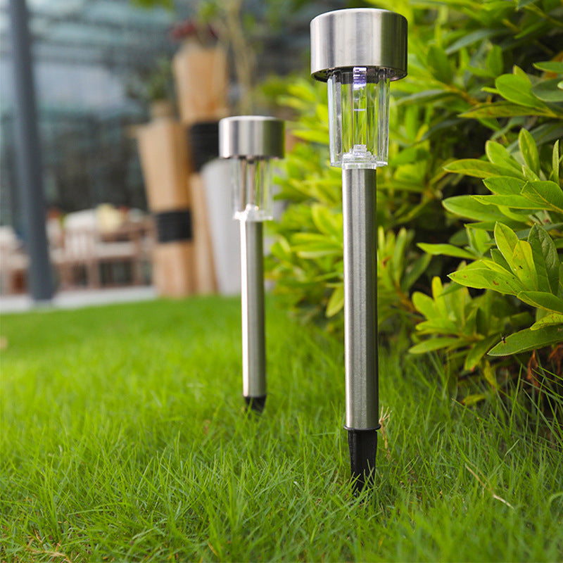 Junips | Modern simplicity solar waterproof stainless steel cylinder LED landscape lighting outdoor light for the garden