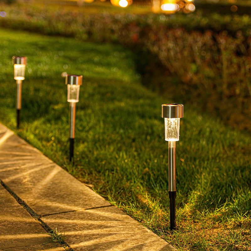 Junips | Modern simplicity solar waterproof stainless steel cylinder LED landscape lighting outdoor light for the garden