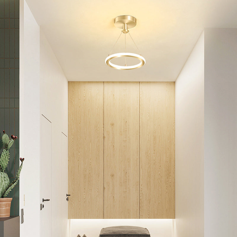 Junips | Contemporary Nordic Round Metal Silica LED Semi-Flush Mount Ceiling Light for Corridor