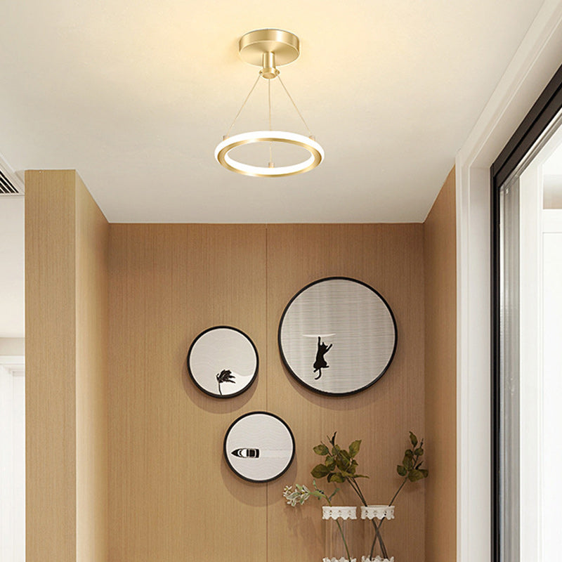 Junips | Contemporary Nordic Round Metal Silica LED Semi-Flush Mount Ceiling Light for Corridor
