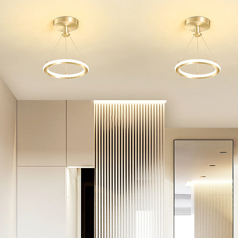Junips | Contemporary Nordic Round Metal Silica LED Semi-Flush Mount Ceiling Light for Corridor