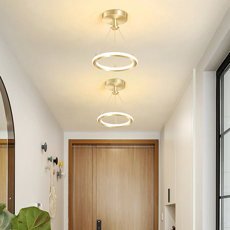 Junips | Contemporary Nordic Round Metal Silica LED Semi-Flush Mount Ceiling Light for Corridor