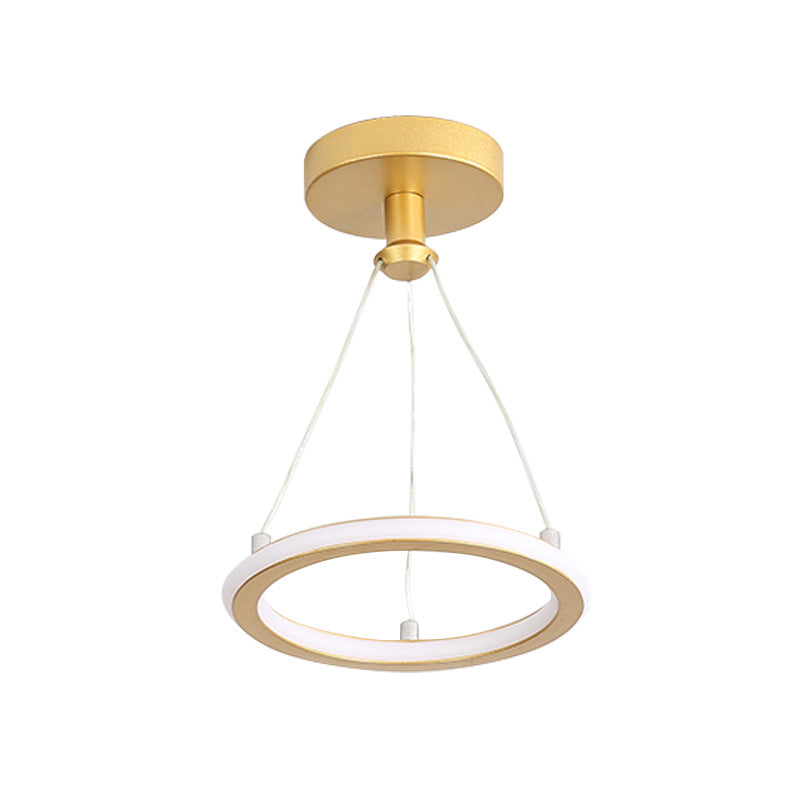 Junips | Contemporary Nordic Round Metal Silica LED Semi-Flush Mount Ceiling Light for Corridor