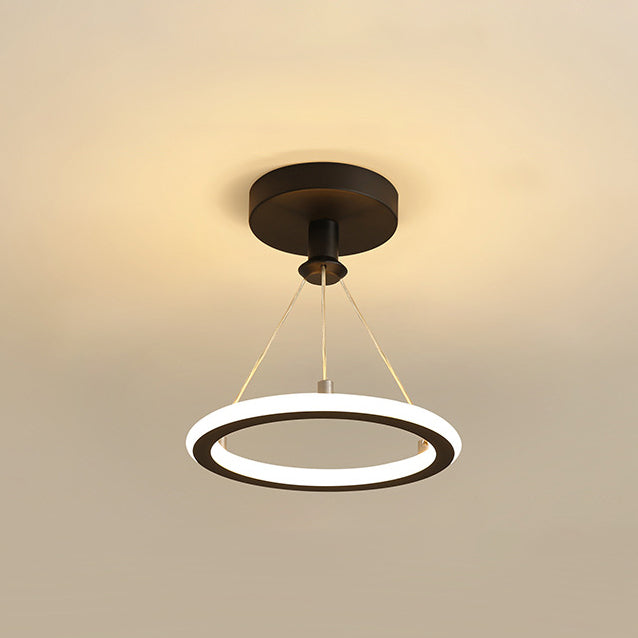 Junips | Contemporary Nordic Round Metal Silica LED Semi-Flush Mount Ceiling Light for Corridor
