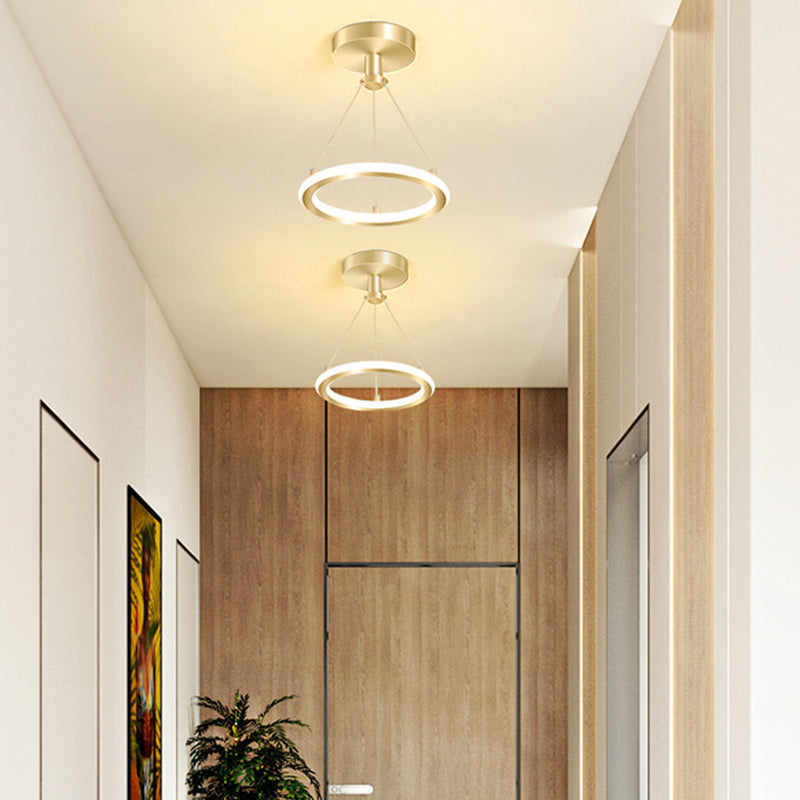 Junips | Contemporary Nordic Round Metal Silica LED Semi-Flush Mount Ceiling Light for Corridor