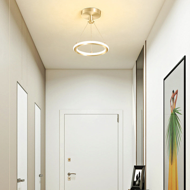 Junips | Contemporary Nordic Round Metal Silica LED Semi-Flush Mount Ceiling Light for Corridor