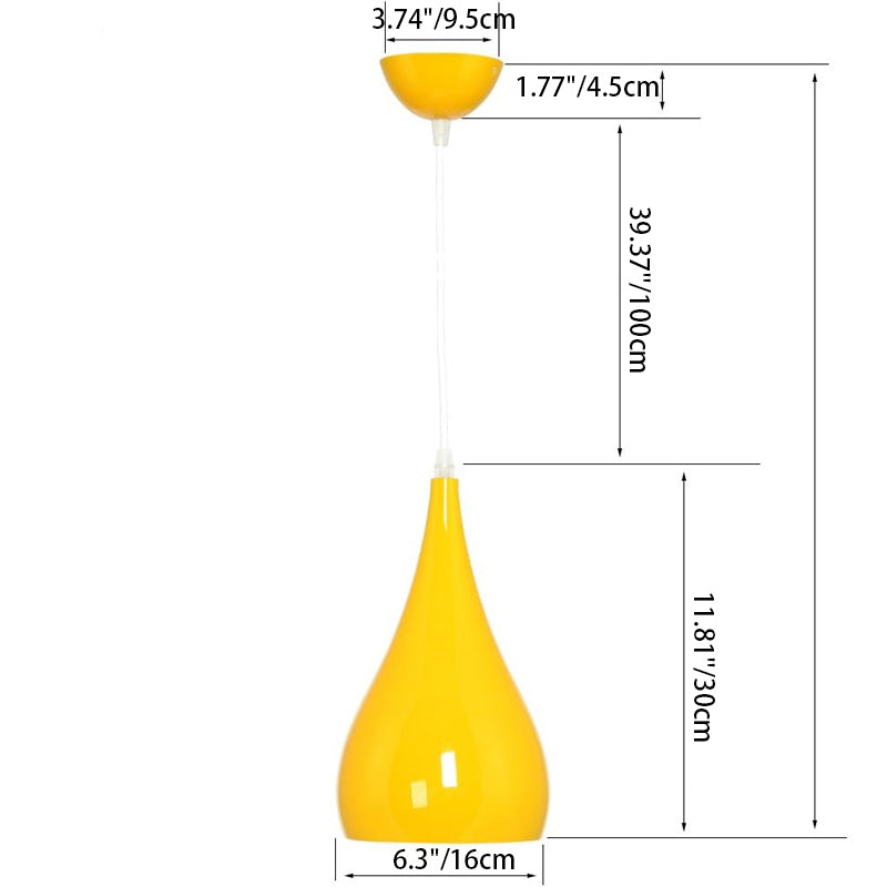Junips | Nordic Iron Wood Aluminum Pumpkin Water Drop 1-Light Pendant Light for Dining Room