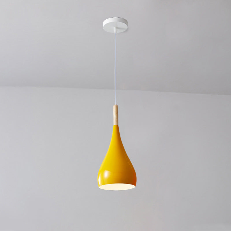 Junips | Nordic Iron Wood Aluminum Pumpkin Water Drop 1-Light Pendant Light for Dining Room