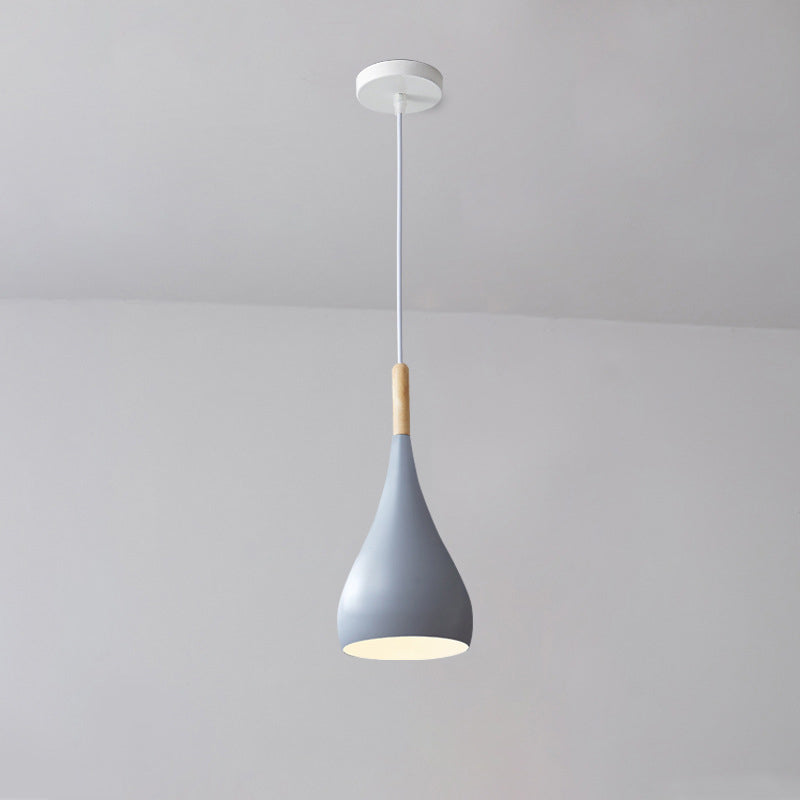 Junips | Nordic Iron Wood Aluminum Pumpkin Water Drop 1-Light Pendant Light for Dining Room